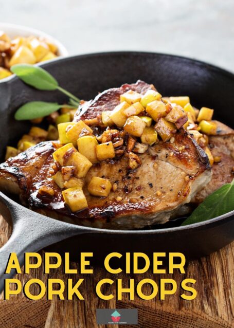 Apple Cider Pork Chops, pan fried, juicy tender pork chops cooked with fresh herbs, apples and apple cider. An easy dinner recipe full of flavor