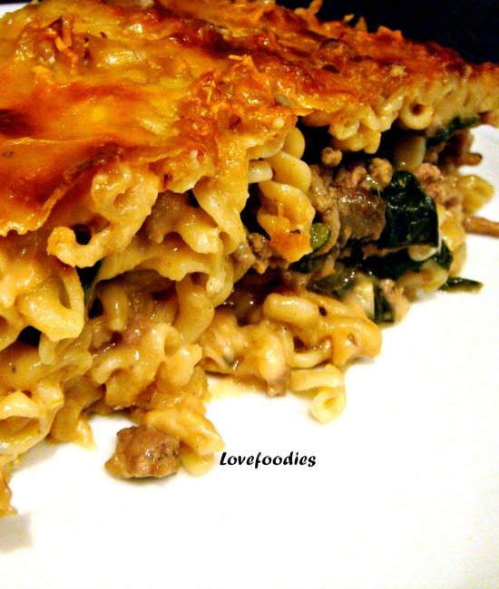Beef and Spinach Pasta Bake | Lovefoodies