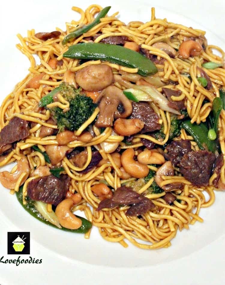beef and vegetable lo mein