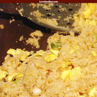 Cauliflower Fried Rice with Bacon and Egg, a healthy low carb quick and easy meal with great flavors!
