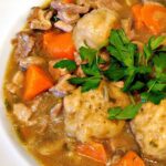 Grandma's Meat and Dumpling Casserole. Crock Pot or Oven, you choose! All fresh ingredients and so delicious!