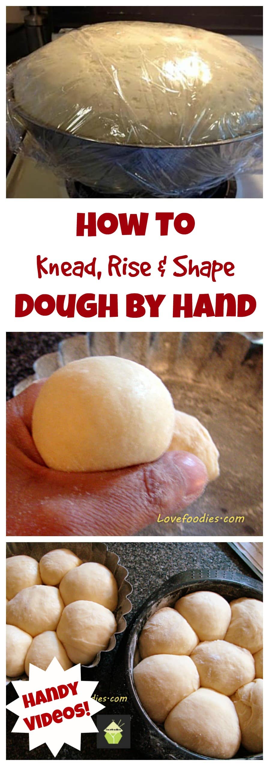How to Knead, Rise and Shape Bread Dough By Hand. Easy to follow tutorial to show you how to get perfect bread every time without using a stand mixer.
