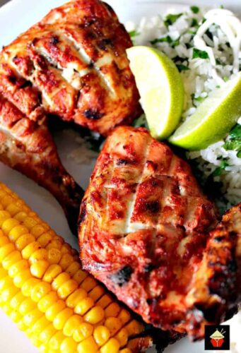 Spicy Tandoori Chicken Drumsticks is a wonderful baked or grilled recipe using a homemade spice mix. Full of flavor and great for a dinner or to serve at a party!