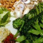 Chinese Chicken Stir fry, showing vegetables prepared