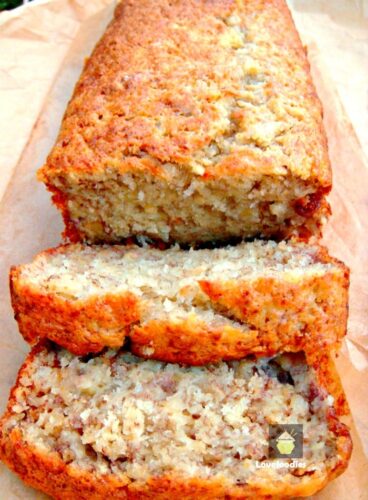 The BEST Banana Loaf Pound Cake, super moist, made from scratch recipe with mashed bananas. Great for breakfast, brunch or dessert. Excellent, easy banana cake