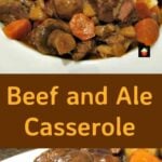 Beef and Ale Casserole. A lovely warming dinner, suitable for oven or slow cooker. The beef takes on a nice flavor and is so very tender!