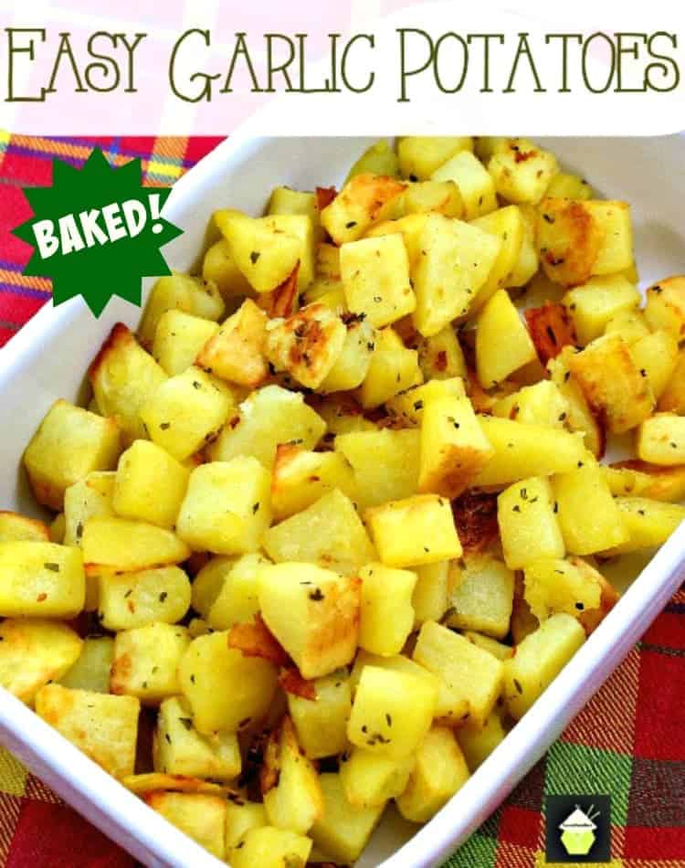 Easy Baked Garlic Potatoes Easy Baked Garlic Potatoes. Delicious baked brunch or side dish, quick and easy to prepare. Uses simple ingredients from your pantry. Lots of flavor & serving suggestions too!