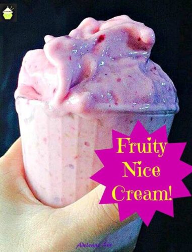 Fruity Nice Cream, made with just fruit, this is a delicious dessert anyone can make! No ice cream maker necessary!