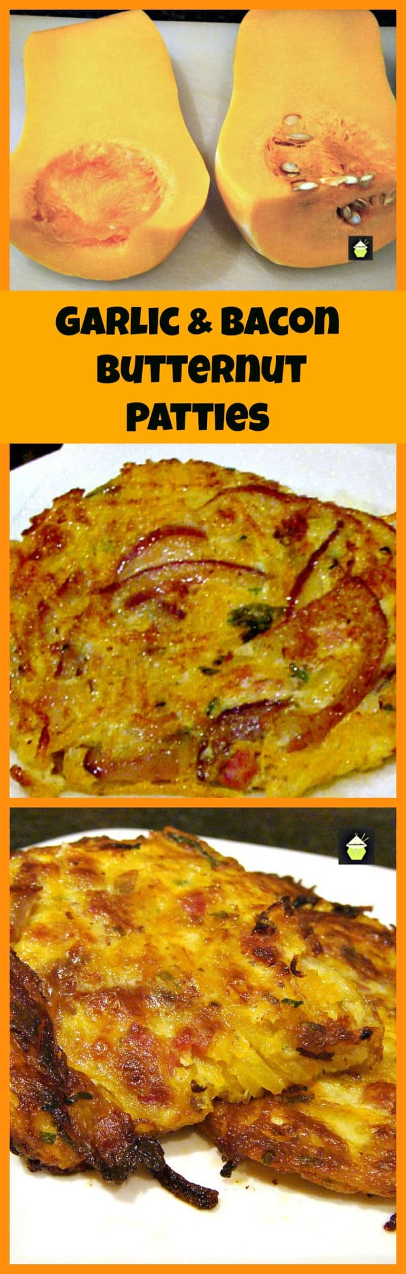 Garlic and Bacon Butternut Patties. These patties taste so good! Cook in a fry pan or waffle maker and serve as a snack, side dish or main. You choose!