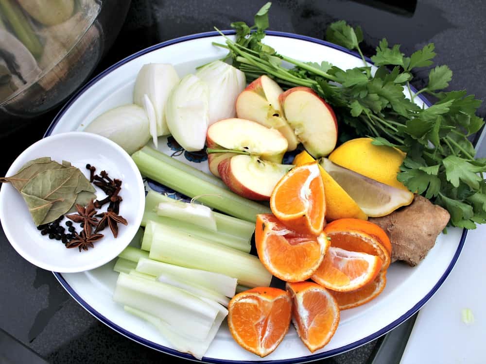 Honey Glazed Ham. Broth ingredients prepared Honey Glazed Ham. Broth ingredients prepared