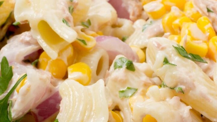 Honey Mustard Chicken Pasta Salad. A delicious, easy chicken salad with an easy honey mustard dressing. Great for using leftover chicken. Serve as a lunch or dinner, alongside a buffet or BBQ