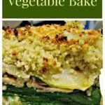 Layered Vegetable Bake, An easy and delicious recipe, layers of zucchini, spinach, mushrooms, cous cous and sprinkled with cheese.