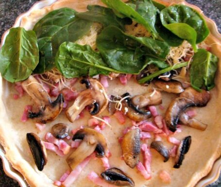 Bacon, Mushrooms & Spinach Quiche, a great recipe suitable for lunches