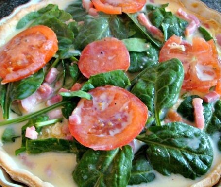 Bacon, Mushrooms & Spinach Quiche, a great recipe suitable for lunches