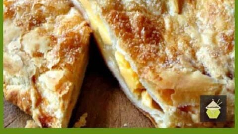 Delicious Apple and Custard Strudel, serve warm on their own or add a blob of whipped cream!