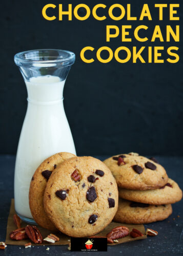 Chocolate Pecan Cookies are filled with pecans and chocolate, crispy on the outside and chewy inside, easy cookie recipe and perfect with a glass of milk or cup of tea! Also great for gifts!