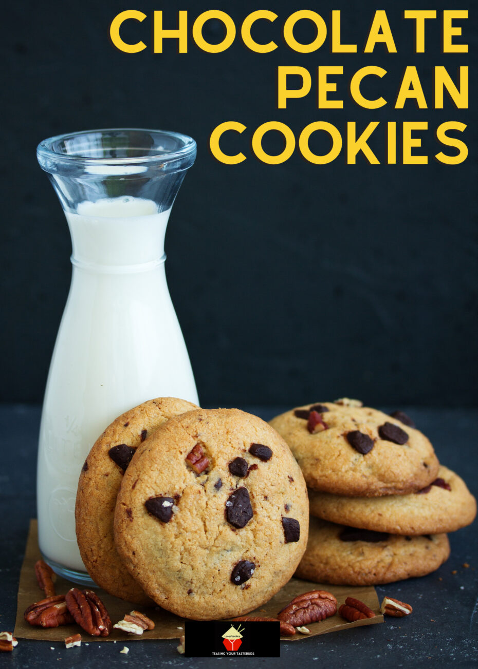 Chocolate Pecan Cookies Chocolate Pecan Cookies are filled with pecans and chocolate, crispy on the outside and chewy inside, easy cookie recipe and perfect with a glass of milk or cup of tea! Also great for gifts!