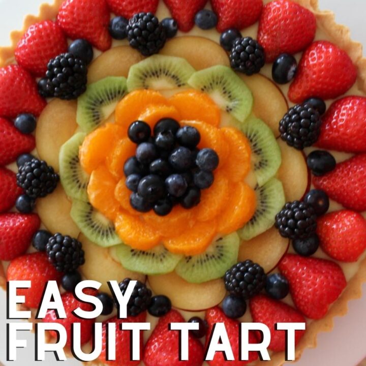 Easy Fruit Tart Easy Fruit Tart recipe, delicious buttery shortcrust pastry filled with custard and a variety of fruits. Options for homemade and shop bought tart cases and fillings.