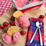 Easy Creamy Strawberry Ice Cream. Uses regular ingredients to make this creamy ice cream bursting with strawberries. Very easy recipe too!