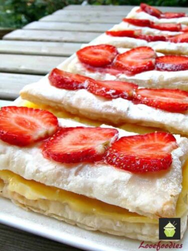 Easy Vanilla Slices. Creamy custard sandwiched between sheets of crispy puff pastry make for a nice chilled treat perfect for any occasion.