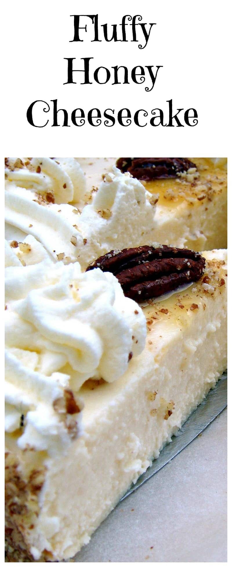 Fluffy Honey Cheesecake Fluffy Honey Cheesecake. A wonderful soft and dreamy cheesecake topped with Honey roasted pecans too!