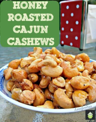 Honey Roasted Cajun Cashews. Oh my! These are so addictive! Easy to make and the flavor combination works really well. Great for parties, movie nights, game nights or just to have all on your own!