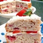 Strawberry Cake - This cake is light, fluffy and BURSTING with strawberry flavor! Made from scratch and using fresh ingredients. Easy recipe too. Yummy! | Lovefoodies.com