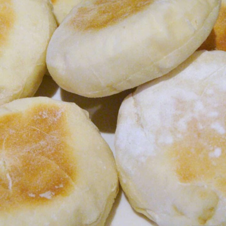 Easy Traditional English Muffins Delicious English Muffins Delicious English bread recipe, often eaten for breakfast. Serve warm with butter! You can eat these sweet or savory! Freezer friendly too! Simple recipe