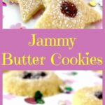 Jammy Butter Cookies. Melt in your mouth Vanilla butter cookies with your favorite jam in the middle. Yummy!