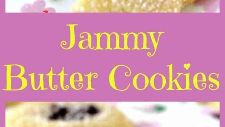 Jammy Butter Cookies. Melt in your mouth Vanilla butter cookies with your favorite jam in the middle. Yummy!