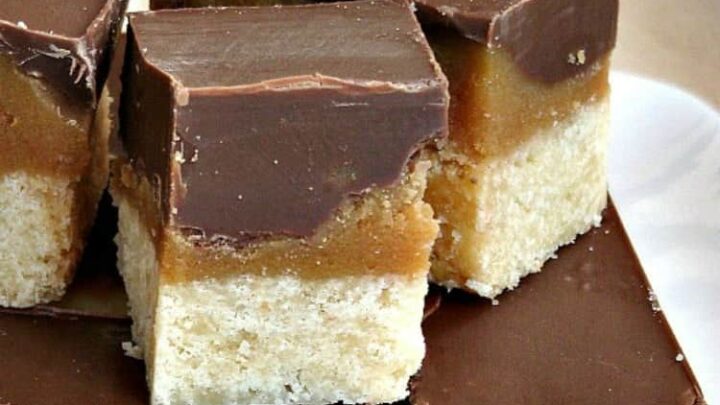 Millionaire's Caramel Shortbread 5 Millionaire's Caramel Shortbread - Naughty but OH SO NICE! Layers of buttery crumbly shortbread, sticky caramel, and topped with a generous layer of chocolate. A classic British treat