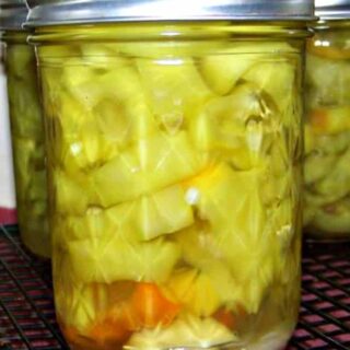 Pickled Pepper Rings - Grab some peppers and make a few jars of these Pickled Peppers. Great for gifts or parties, game nights etc with cold cuts.
