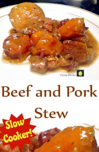 Slow Cooker Beef and Pork Stew. A very delicious recipe using fresh ingredients and guaranteed great tasting!