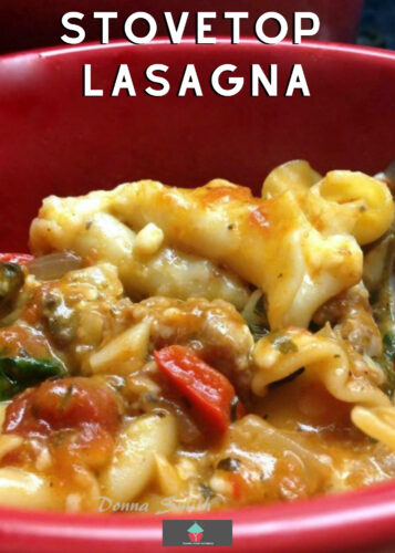 Stovetop Lasagna. A great easy recipe with Italian sausage, 3 kinds of cheese and spinach, and heaps of flavor. A perfect one-pan supper recipe