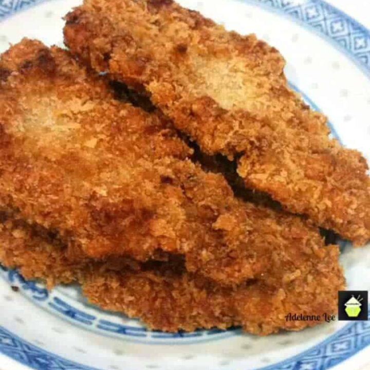 Jack Daniel's Breaded Pork, a quick and easy schnitzel type recipe using pork marinaded in Jack Daniel's then coated in panko breadcrumbs. Options to oven bake of fry