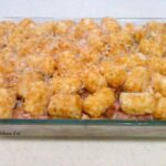 Cheesy Ham and Turkey Tater Tot Casserole. Easy recipe with a delicious flavor!
