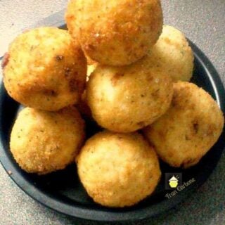 Italian Rice Balls. Easy to make, they take a little time but not hard to do, and of course all worth the effort once you bite into these little monsters!