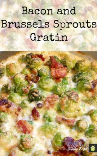 Bacon and Brussels Sprouts Gratin. Bacon, cheese and Brussels Sprouts all baked in a creamy sauce. Very easy recipe and of course absolutely delicious!