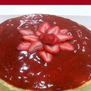 Baked Strawberry Cheesecake. An easy recipe with a delicious topping. There's Also a recipe for a blueberry topping!