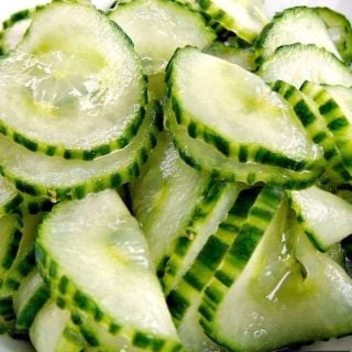 Easy Cucumber Salad. Great Flavors and always a hit! Very refreshing taste and crunch with a pickled flavor