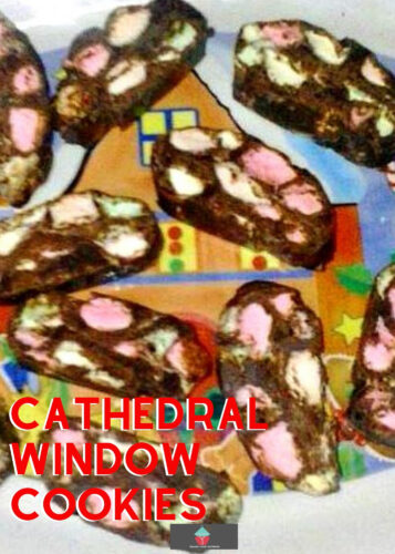 Cathedral Window Cookies are classic American cookies that look like stained glass windows. These no-bake cookies are a combinaton of chocolate and marshmallows and are perfect for your cookie tray.