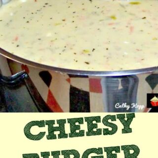 Cheesy Burger Soup. This is a very easy recipe with fantastic favors and will certainly fill your tummy!