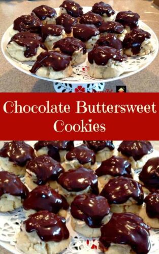 Chocolate Buttersweet Cookies. Delicious cookies filled with a nutty cream cheese filling and frosted with chocolate.