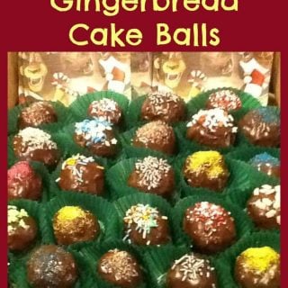 Chocolate Covered Gingerbread Cake Balls. A great, festive treat. Decorate with your favorite chocolate and sprinkles, and have your young ones help too!