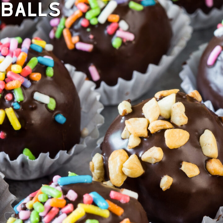 Chocolate Covered Gingerbread Cake Balls Chocolate Covered Gingerbread Cake Balls. A great, festive treat. Decorate with your favorite chocolate and sprinkles, and have your young ones help too!