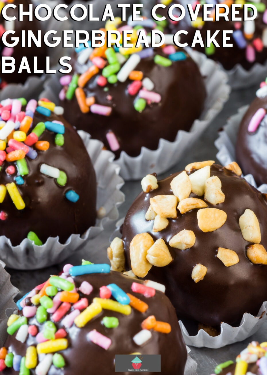 Chocolate Covered Gingerbread Cake Balls Chocolate Covered Gingerbread Cake Balls. A great, festive treat. Decorate with your favorite chocolate and sprinkles, and have your young ones help too!