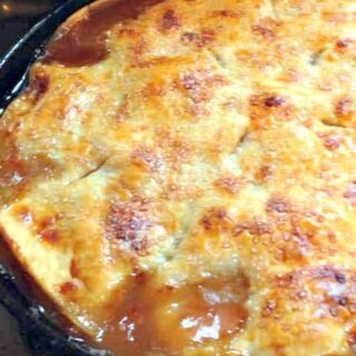 Double Fruit Cobbler Pie! This is one good tasting and easy cobbler and pie all in one! With double layers of fruit (peaches) filling and pie crust, this dessert is always a pleaser. Serve warm with ice cream and please enjoy! #Christmas