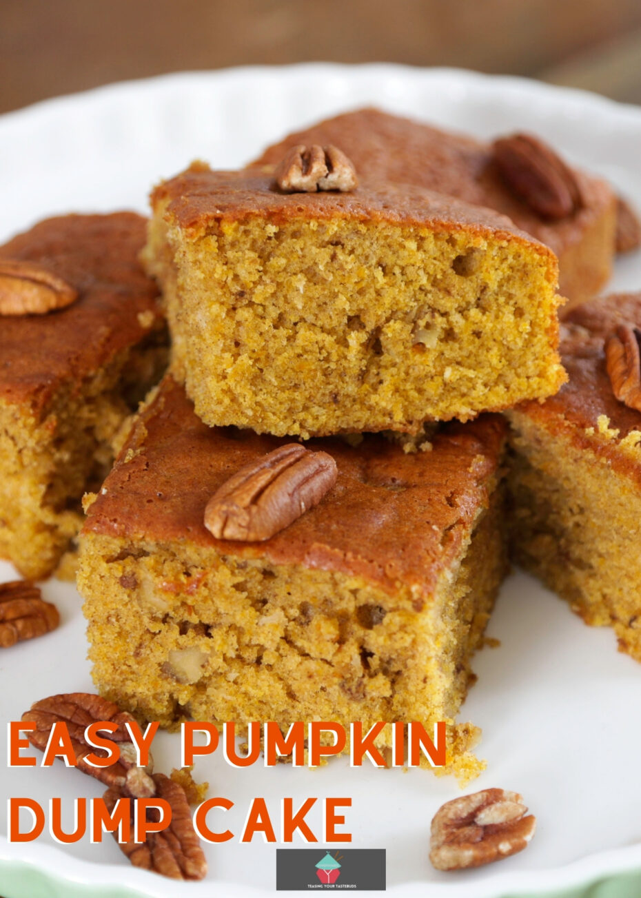 Easy Breezy Pumpkin Dump Cake Easy Breezy Pumpkin Dump Cake, an easy soft, moist cake recipe, regular and lite versions available. Simply mix, dump and bake to get a delicious Fall cake!