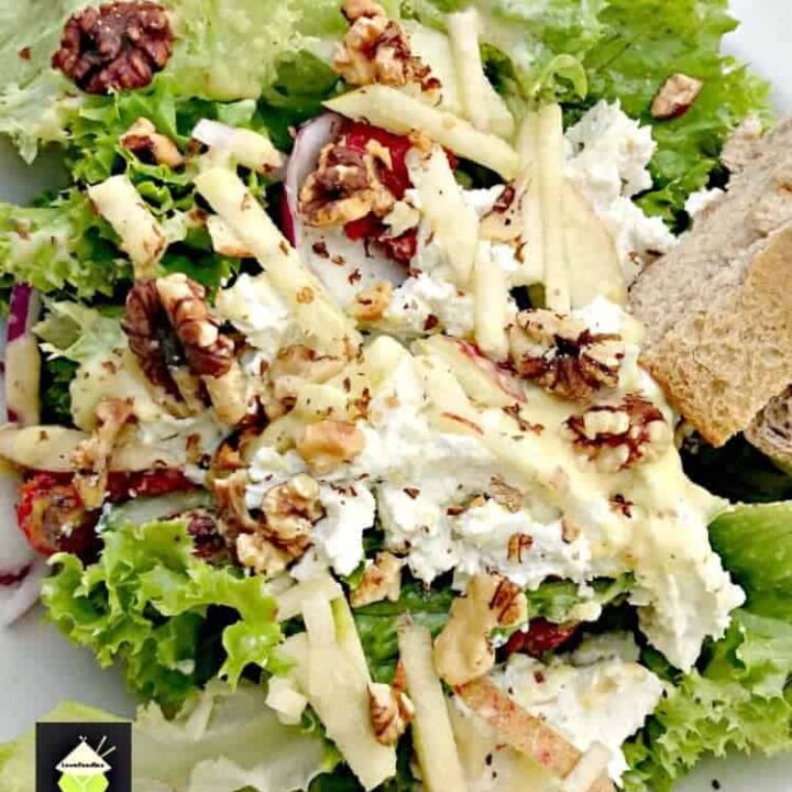 Goat's Cheese Salad with Herb and Walnut Vinaigrette Goat's Cheese Salad with warm Herb and Walnut Vinaigrette is a wonderful fresh tasting salad and easy to make. Delicious served with some warm bread fresh from the oven too!