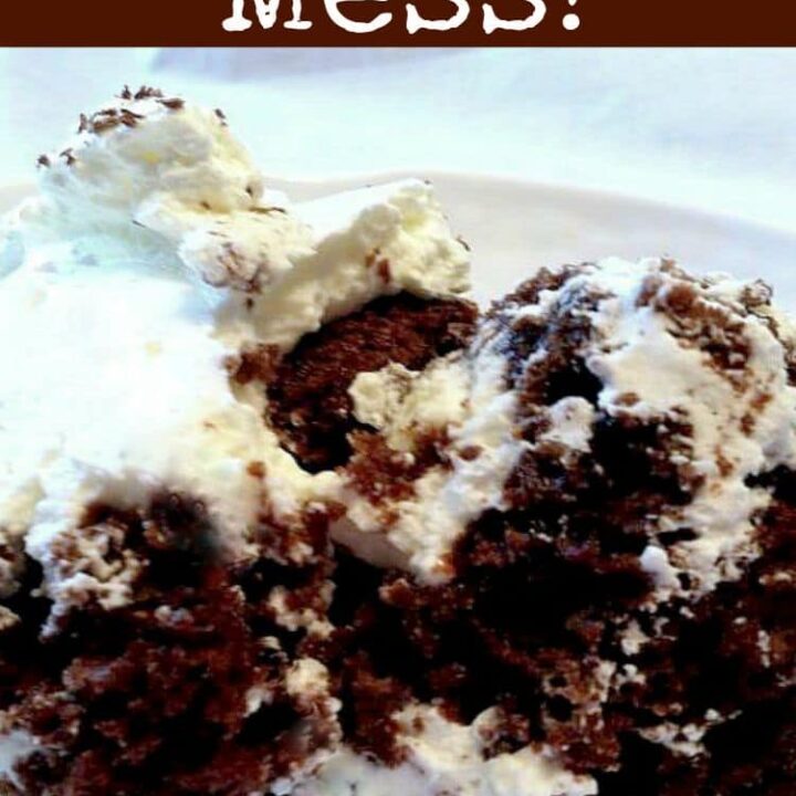 Kahlua Mess Kahlua Mess..This is one awesome dessert! A delicious chocolate trifle laced with Kahlua throughout. Easy to make cake recipe too.